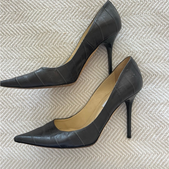 Jimmy Choo Dark Gray Leather Stiletto Pumps